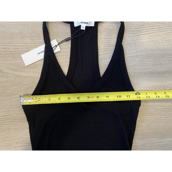 NWT JOAH BROWN Black V-Neck Racerback Tank XS/S Ribbed Sexy USA Designer Casual - Picture 8 of 9